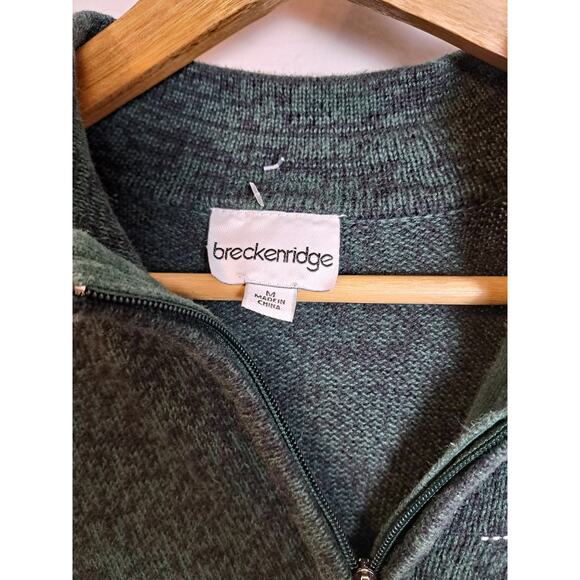 Breckenridge WOMENS 1/4 Zip Pullover Sweater Green Black Marled Scenic Pocket M - Picture 4 of 6